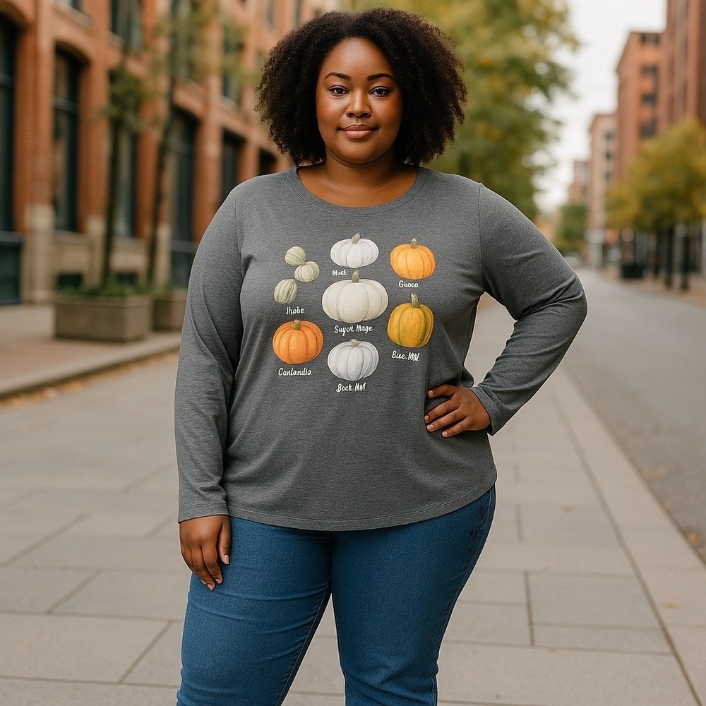 ❄️ Cato | Plus Size Mixed Pumpkin Top Long Sleeve T-Shirt Size 18/20